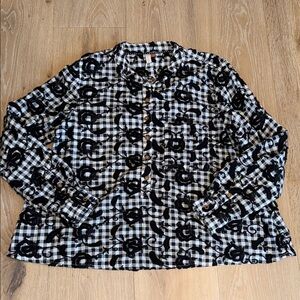 Pilcro The Whitney Trapeze Black and White Checkered Lace Shirt